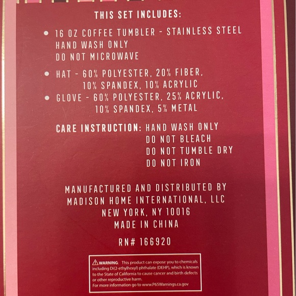 Peppermint and Pine NWT Tumbler/Hat/Glove Holiday Gift Set RN#166920 - Picture 6 of 7